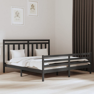 vidaXL Cadru de pat, gri , 200x200 cm, lemn masiv foto