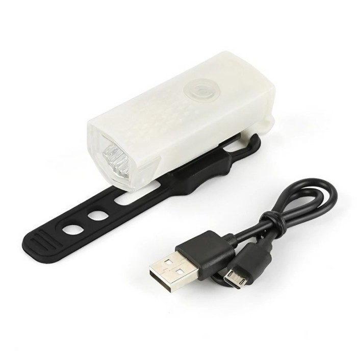 Far cu led proiector pentru bicicleta\trotineta, flippy, reincarcabil, cablu usb inclus, 3 moduri de lumina, ipx4, alb, 6.5x2.9x2.3 cm