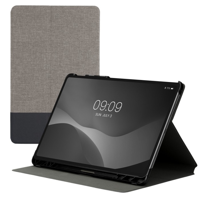 Book Cover kwmobile pentru Huawei MatePad Pro 12.6&quot; , Textil, Gri/Negru, 55706.22