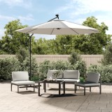 Umbrelă soare suspendată, iluminare LED, st&acirc;lp metalic 300 cm