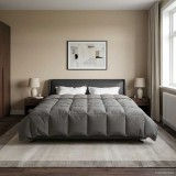 vidaXL Duvet de iarnă Patos Gri deschis 200 x 200 cm Microfibră 42026088