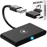Cumpara ieftin Modulator Carplay Wireless HASEPE, Smart USB car play, reconectare automata, compatibil USB normal sau USB tip C, multifunctional, negru