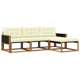 vidaXL Set de canapele de exterior cu pernă 4 pcs Natural și Crem 3381334