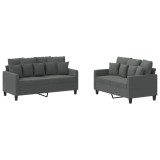 Cumpara ieftin Set de canapele cu perne, 2 piese, gri inchis, textil