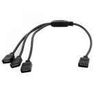 Cablu Splitter RGB 1 la 3, Ideal pentru benzi LED 10mm, 4 Pini, Negru
