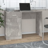 VidaXL Birou cu sertar și dulap, gri beton 100x40x73 cm lemn prelucrat