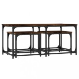 Masute suprapuse de cafea 3 buc, stejar fumuriu, lemn prelucrat, DKD Home Decor