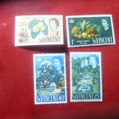 Serie St.Vincent colonie Britanica 1965 - 200 Ani Gradina Botanica , 4 valori