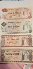 Set Guyana 1, 5, 10, 20 dollars unc foto