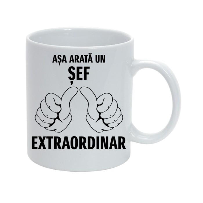 Cana alba personalizata &quot;Asa arata un sef extraordinar&quot;, INOVATIX&reg;. 330ml
