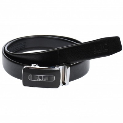 Curea din piele pentru barbati, catarama metalica fara ac, latime 3.5 cm, lungime reglabila, negru - LS224NSS foto