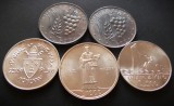 Cumpara ieftin LOT 5 MONEDE ARGINT - VATICAN &amp; SAN MARINO, anii 1972, 1974, 1975, 1978, 1987, Europa