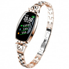 Smartwatch ceas pentru femei H8, 2019 pulsometer tensiune arteriala aur foto