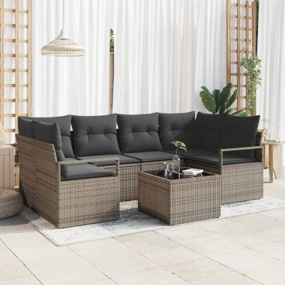 vidaXL Set de canapele pentru grădină 7 pcs Gri 55 x 55 x 37 cm foto