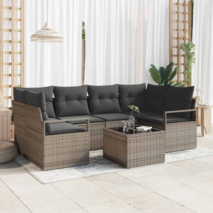 vidaXL Set de canapele pentru grădină 7 pcs Gri 55 x 55 x 37 cm