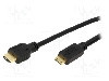 Cablu HDMI - HDMI, HDMI mini mufa, HDMI mufa, 2m, negru, LOGILINK - CH0023