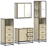 Cumpara ieftin Set de mobilier de baie din 4 piese din lemn de stejar Sonoma