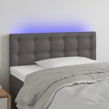 VidaXL Tăblie de pat cu LED, gri, 100x5x78/88 cm, piele ecologică