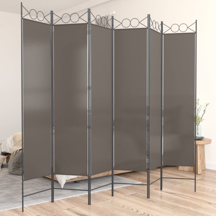 Paravan de cameră cu 6 panouri, antracit, 240x220 cm, textil