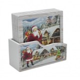 Set 6 Suporturi Pahar Craciun, MDF, 11.50x10.50 cm