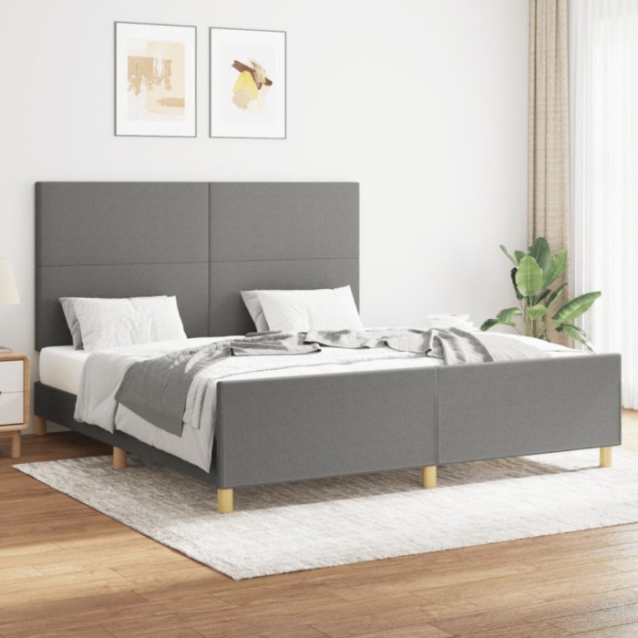 vidaXL Cadru de pat fără saltea, gri &icirc;nchis, 160x200 cm, textil 3124904