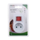 Adaptor priza Domino, cu intrerupator, 1x16A, alb