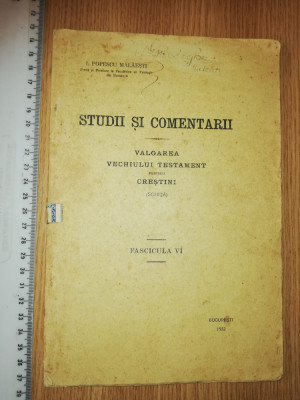CARTE VECHE RELIGIE -STUDII SI COMENTRII VALOAREA VECHIULUI TESTAMENT -1932 foto