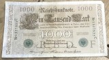 BNKSTR02DE Bancnotă Germania 1000 Mărci / Mark 1910, Serie Verde, Stare F-VF (Foarte Bună, Pliuri Fine, Fără Rupturi)