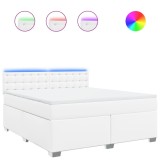 Cumpara ieftin Pat box spring cu saltea, alb, 180x200 cm, piele ecologica