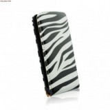 Husa Telefon Samsung Galaxy S4 Mini I9190, Piele, Slim, Flip, Zebra Black