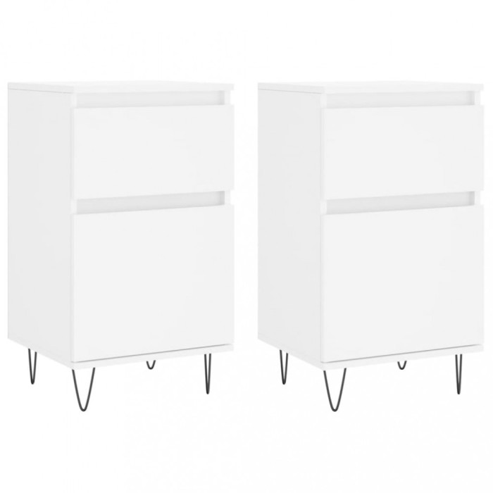 Servante, 2 buc., alb, 40x35x70 cm, lemn prelucrat