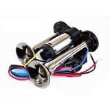 Cumpara ieftin Claxon Auto cu 2 pipe Cromate si Compresor Integrat, Universal, Camion, TIR ,12V