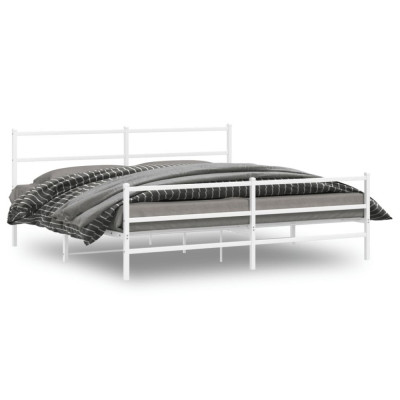vidaXL Cadru pat metalic cu tăblie de cap/picioare&amp;nbsp;, alb, 193x203 cm foto