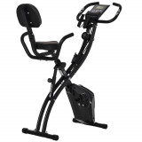 HOMCOM Bicicletă Pliabilă 2 &icirc;n 1 cu Rezistență Magnetică Reglabilă pe 8 Nivele, 105x48x118 cm, Negru | Aosom Romania