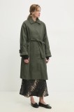 Answear Lab palton femei, culoarea verde, de tranzitie, oversize