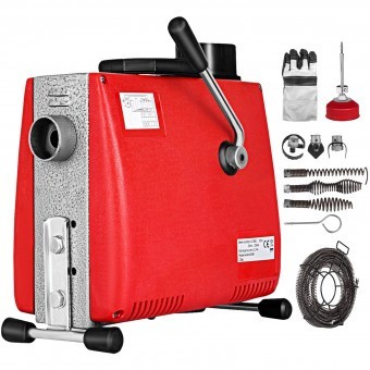 Sarpe pentru desfundat tevi, Electric, Profesional, 6 x capete taiere, 250 W, Lungime 4.5/15 m, Diametru 10/16 mm, IP44 foto