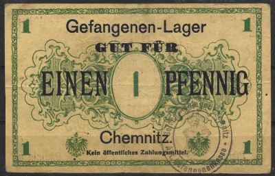X. RARR : GERMANIA = LAGERGELD CHEMNITZ - 1 PFENNIG (1915) - VF / CEA DIN SCAN foto