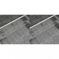 vidaXL Rigolă de duș liniară, 2 buc., 1030x140 mm, oțel inoxidabil