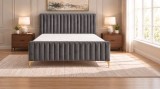 Cumpara ieftin Pat Melissa 180x200 cm Tapitat Catifea Gri Somiera Inclusa