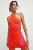 Cumpara ieftin Adidas by Stella McCartney rochie sport Truepace culoarea portocaliu, mini, evazati, IQ4482