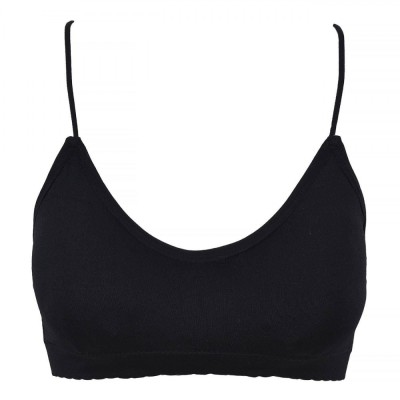 Bustieră Femei Seamless, Bretele Subțiri, Bureți Detașabili, Negru, One Size foto