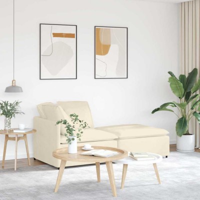 vidaXL Canapea modulară cu taburet și perne, țesătură velur, crem 3321229 foto