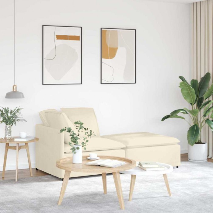 vidaXL Canapea modulară cu taburet și perne, țesătură velur, crem 3321229