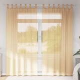 Perdele Voile cu Bucle 2 buc Nisip 140x225 cm