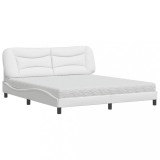 Cumpara ieftin Pat cu saltea, Hvar, alb, 180x200 cm, piele ecologica