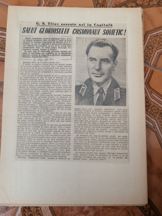 Misiunea Vostok 2 , 6 - 7 august 1961 - articole din presa vremii-Gherman Titov