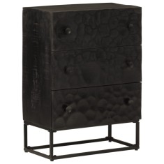 vidaXL Servanta, neagra, 55x30x76 cm, lemn masiv de mango ?i fier foto