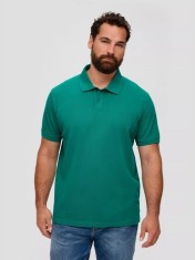 Tricou polo barbati big size cu logo brodat si croiala Regular fit verde inchis, 2XL foto