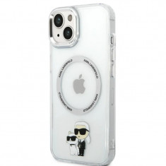 Husa Karl Lagerfeld IML Karl and Choupette NFT MagSafe pentru iPhone 15 Transparent foto