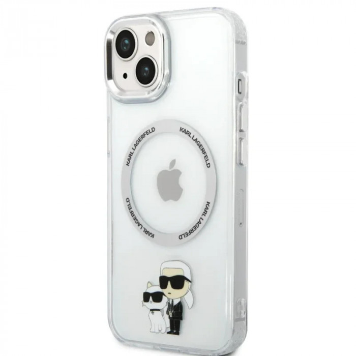 Husa Karl Lagerfeld IML Karl and Choupette NFT MagSafe pentru iPhone 15 Transparent